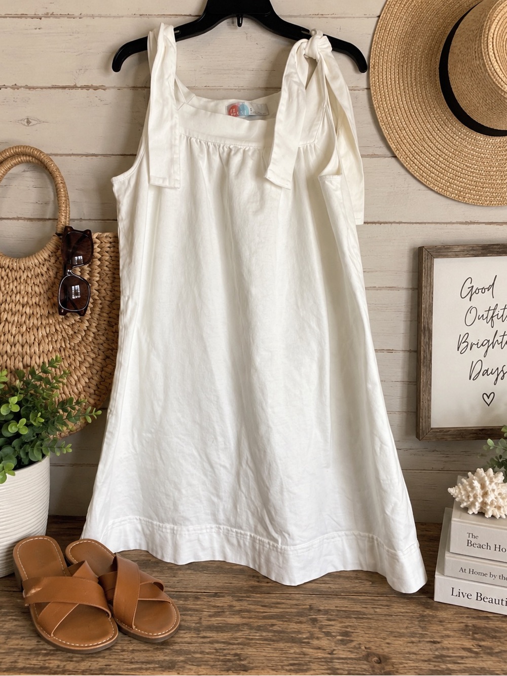 Free People White Tie-Shoulder Mini Dress